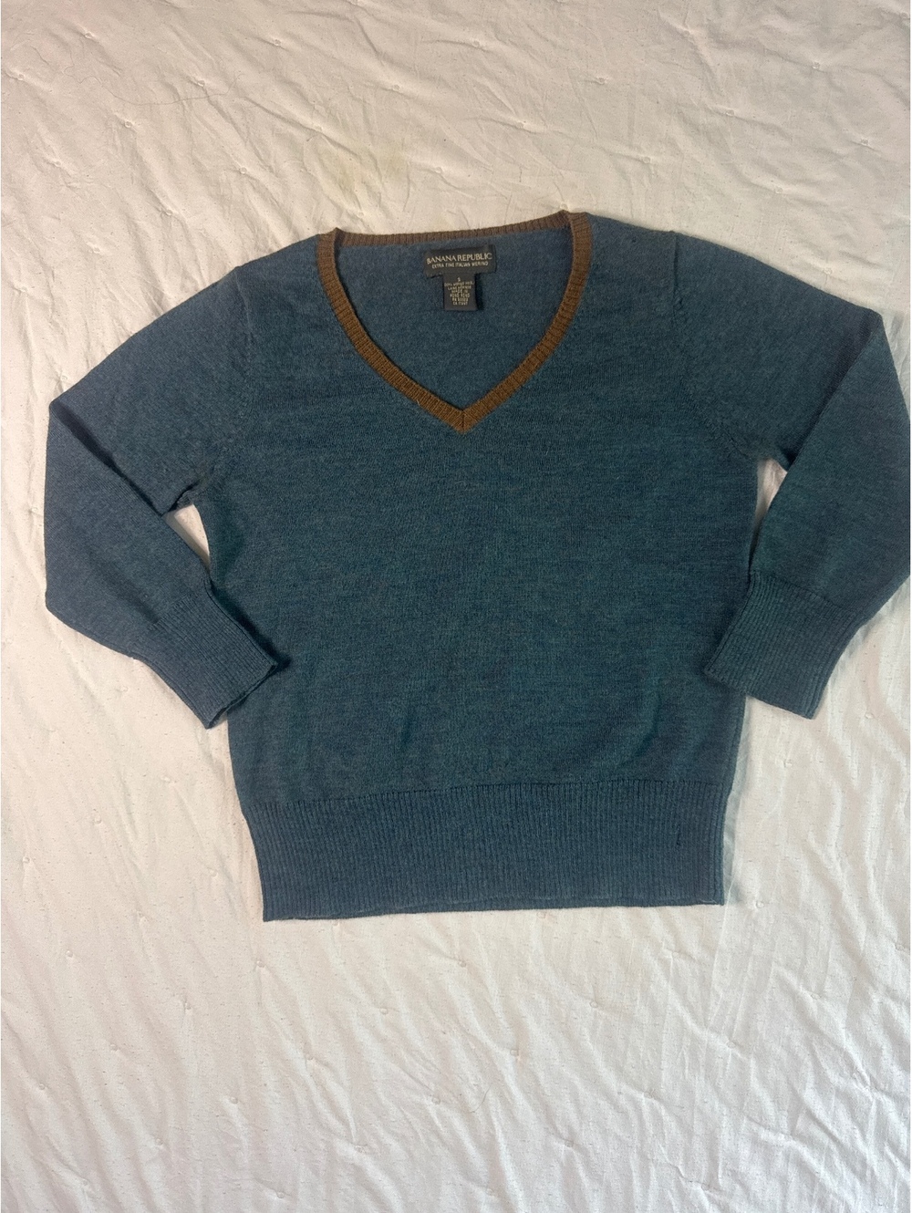 Banana Republic Boys Extra Fine Italian Merino Wool V-Neck Sweater, Size Small